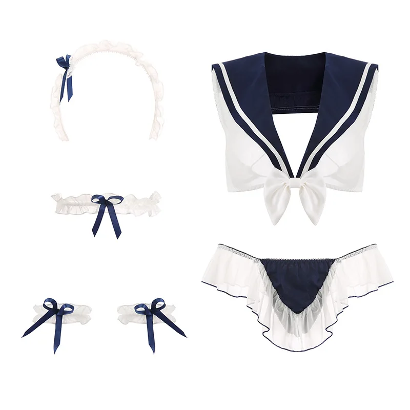 

Japanese Naughty Student Uniform Sexy Lingerie Bra and Panty Maid Cosplay Role Playing Temptation Sailor School Girl Costumes