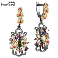 dreamcarnival1989 beautiful dangle earrings for women elegant colorful zirconia flower iconic everyday jewelry wholesale we4106