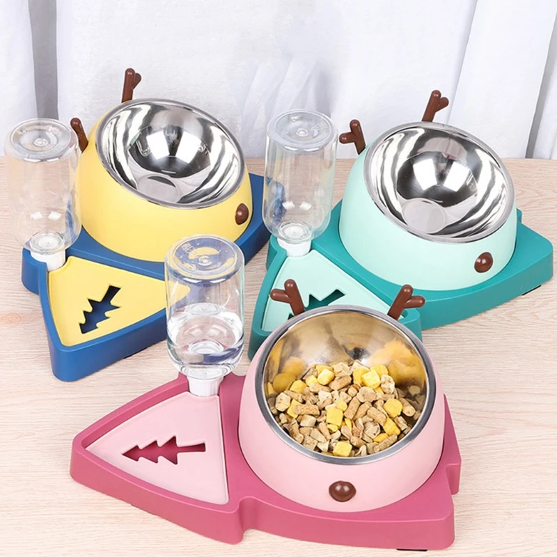 

Автоматическая миска для домашних животных, кошки, зернистость, миска с водой, фонтан, питьевой рог оленя, поднятая подставка, миска для котя...