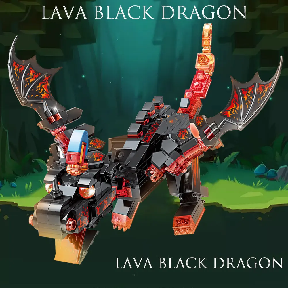 

BZDA Jurassic Flying Dragon Building Blocks Lava Black DragonGame Role Action Figures Model Bricks Kids Boy Toys Birthday Gift
