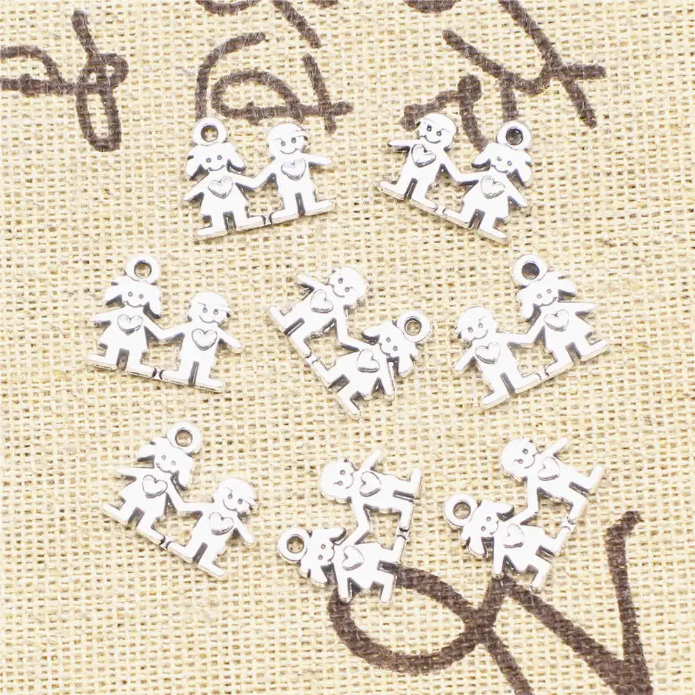 

Аксессуары для ювелирных изделий, шармы для пар, античное серебро, 60 шт., 11x14 мм