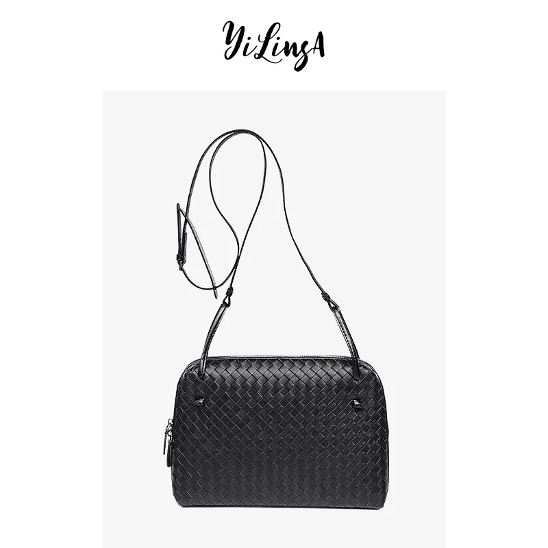 

New Luxury Women Sheepskin Genuine Leather Shoulder Bags 2021 Fashion Female Large Capacity Designers Woven Simple Messenger Bag