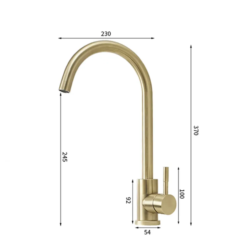 

Kitchen Faucets Brushed Gold Stainless Steel 360 Rotate Kitchen Faucet Deck Mount Cold Hot Water Sink Mixer Taps Torneira