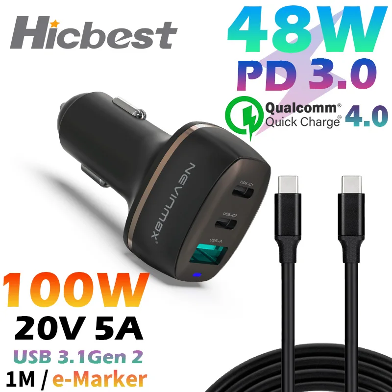 48W PPS PD Car Charger for Samsung S20 Note 20 Ultra Note10 QC 4.0 USB Type C Fast Car Phone Charger for iPhone 12 SE 11 Macbook