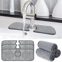 wrap around absorbent pad faucet fluffy plush splash catcher mats soft silver kitchen bathroom counter top sink drain cushion