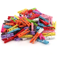 50 pcs colors mixed colored wooden clamps photo clips cute love clp 35mm birch color clipp snacks folder handmade album