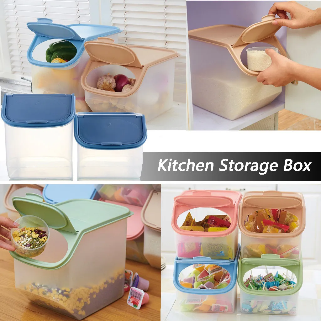 

Kitchen Food Grain Rice Container Box Kitchen Rice Fruit Storage Box Barrel Grain Large Capacity Dry Grain Portable Container