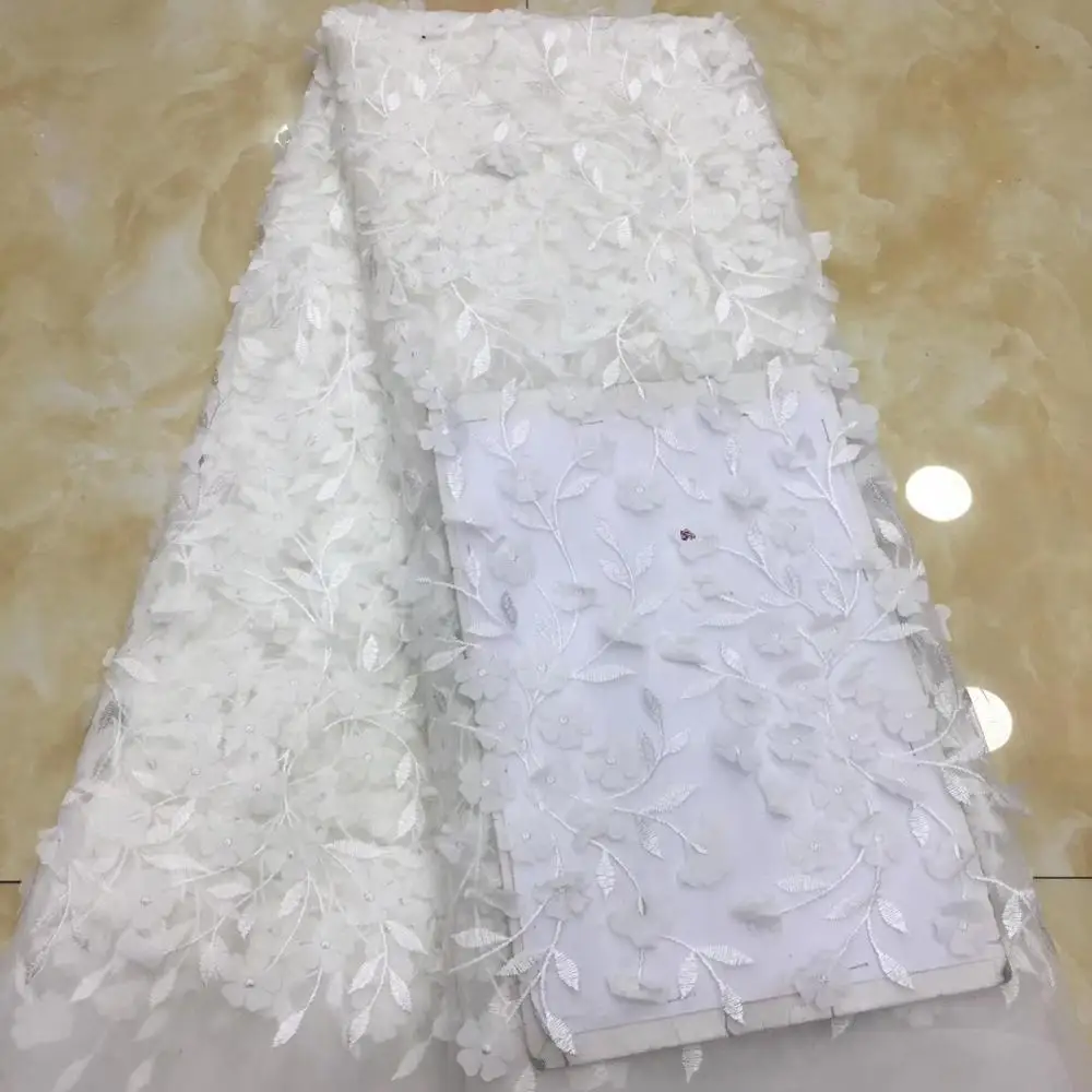 

Latest Embroidery Friench Lace Fabric High Quality African 3D Flower Lace For Bridal Dress 5yards African Lace