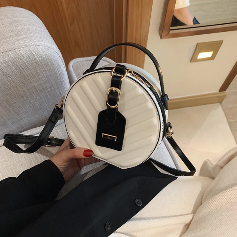 Винтажная круглая дизайнерская сумка через плечо из искусственной кожи для