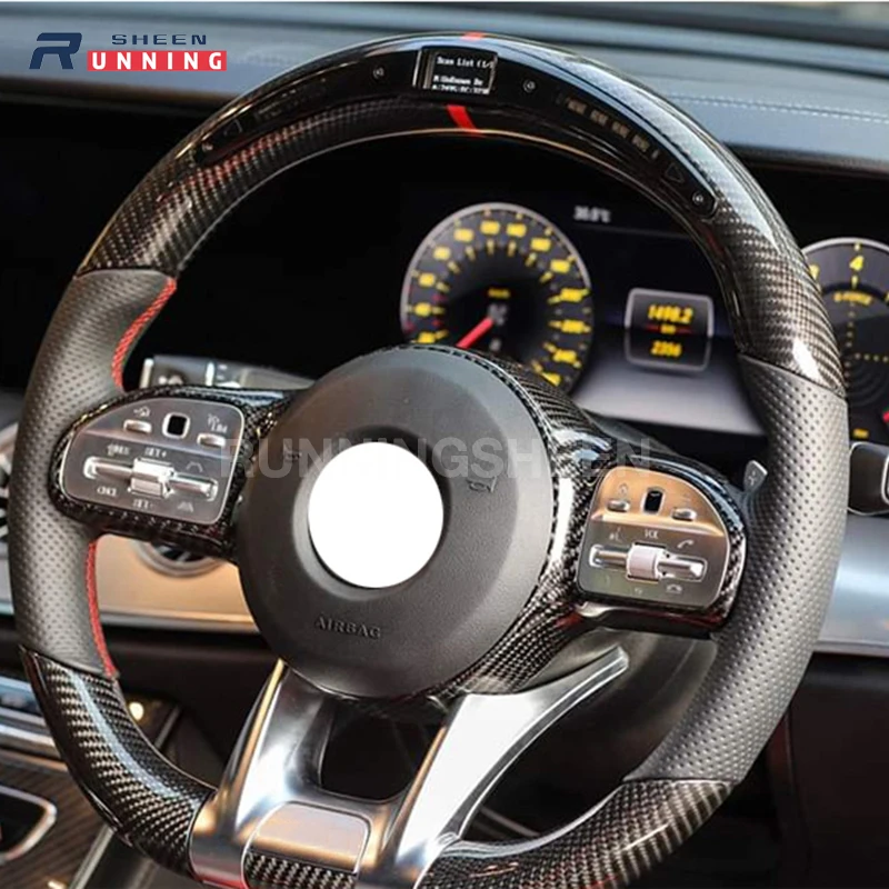 Купить Настоящий руль из углеродного волокна, декоративная накладка для Mercedes Benz CLA GLA GLE GLC A B C E класса, модифицированный интерьер автомобиля
