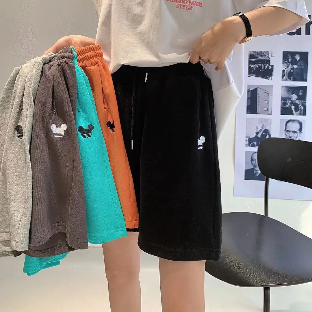 

Summer Women Loose Cotton Sweat Shorts Everyday Outfits 2021 Plain Cozy Neutral Colored Casual Shorts Drawstring Large Size