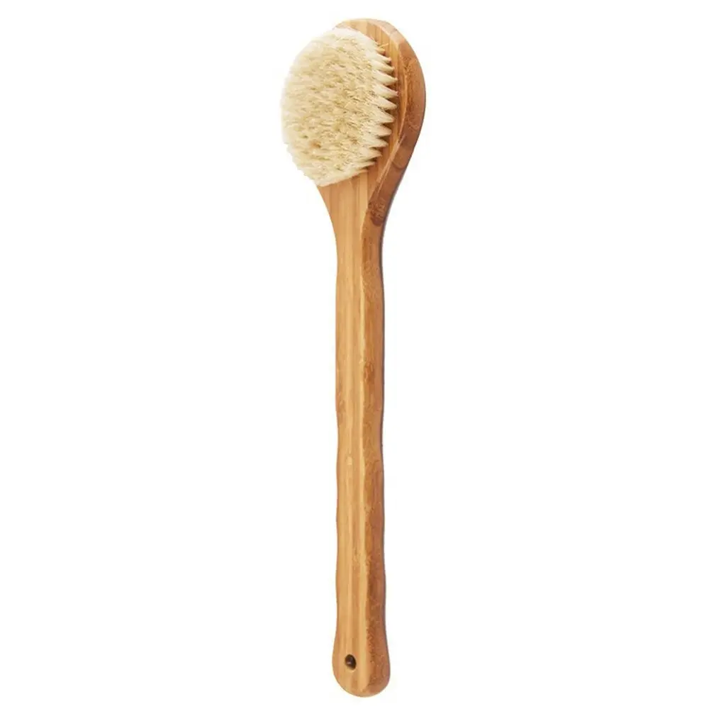 33CM Long Natural Wooden Handle Bathing Bristle Brush Body and Back Scrubber Massager Shower Skin Spa For Cleaning |