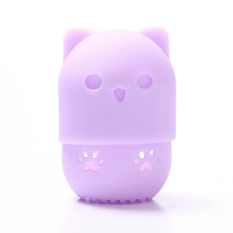 03 purple Силиконовая Косметическая пудра для лица слоеная квадратная губка кошка косметическая пудра спонж для макияжа держатель спонж для макияжа яйцо сушильный чехол Портативный мягкий - Цвет: 03 purple