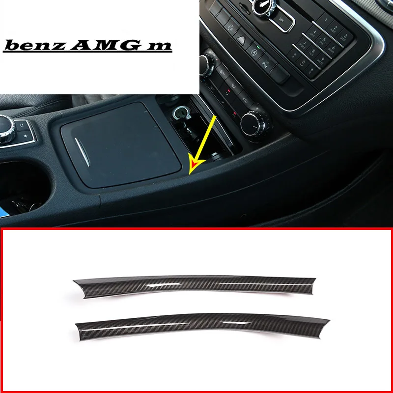 

2 шт. хромированные декоративные полоски для центральной консоли из углеродного волокна для Mercedes Benz A/GLA/CLA Class 200 220 260 W176 A180