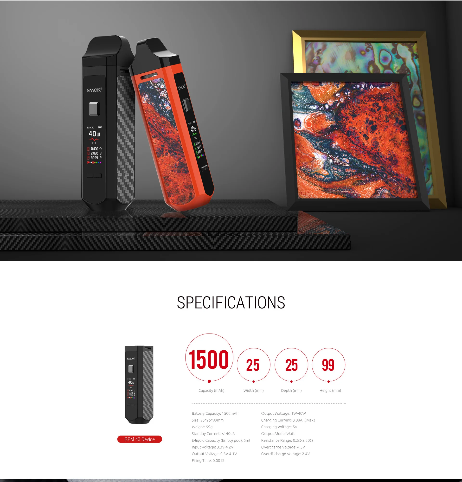 SMOK RPM40 Pod Комплект Vape 1500 мАч об/мин 40 4,3 мл картридж об/мин сетчатая катушка 4,5 мл Nord Pod RBA электронная сигарета испаритель VS Novo 2