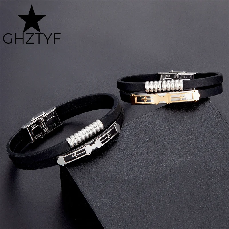 Двойной браслет из нержавеющей стали аксессуары двухслойные силиконовые