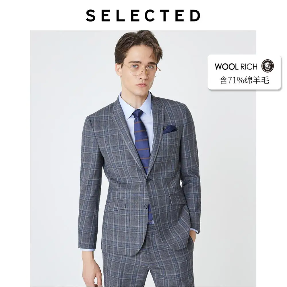 Мужской приталенный шерстяной Блейзер в клетку|Костюмы| |