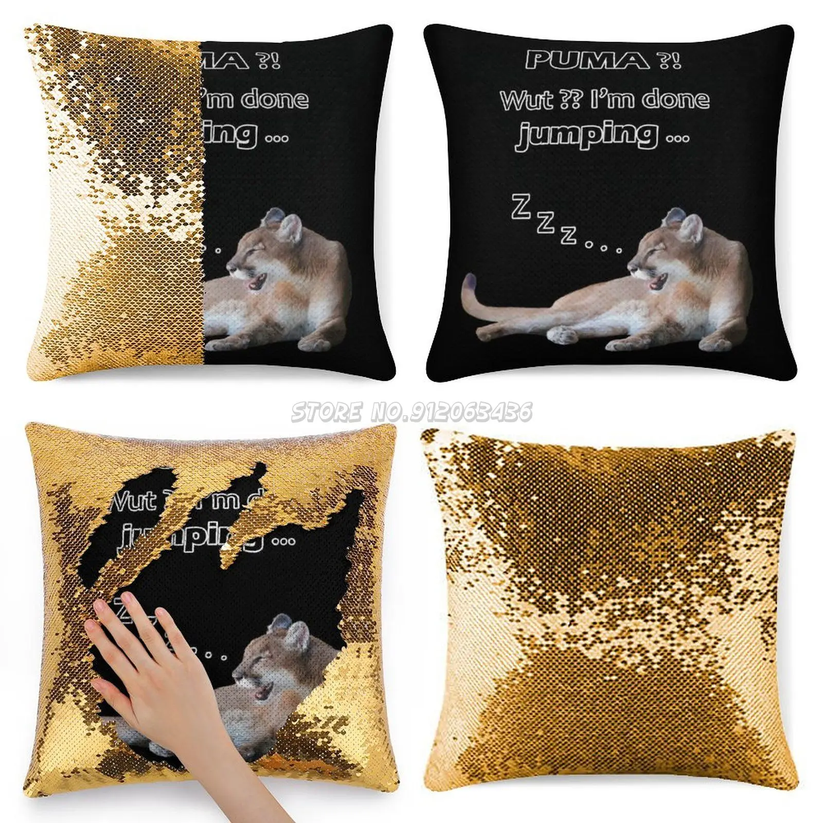 Наволочка с пайетками украшение для дома и кафе меняющая цвет изображением кота