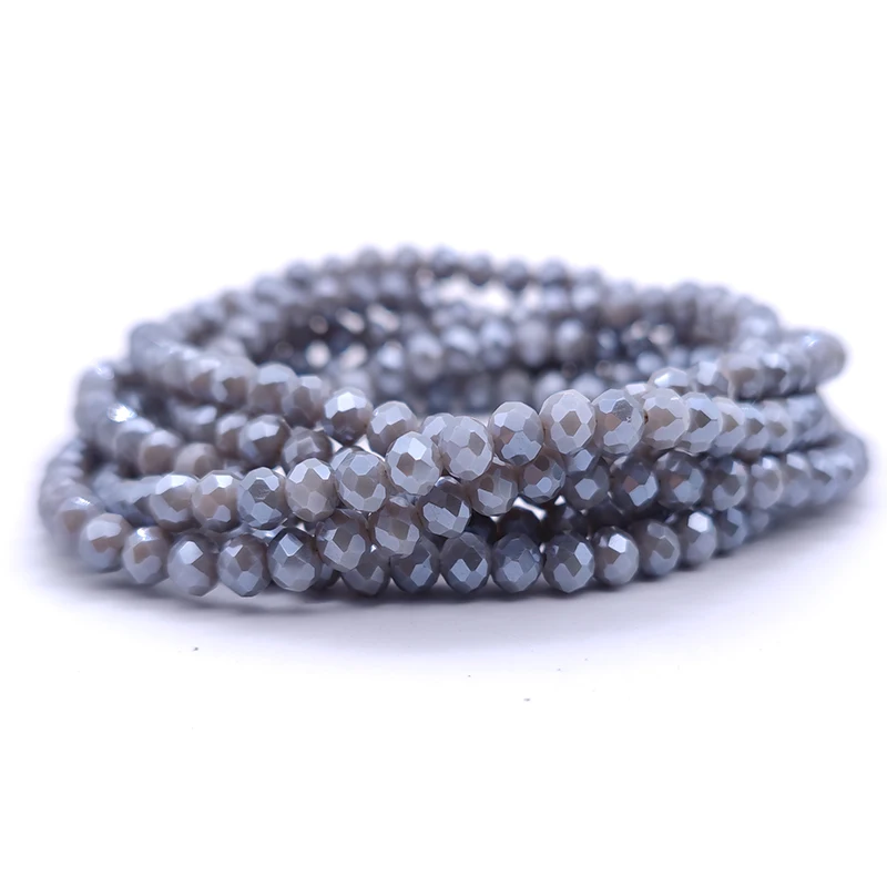 

2 3 4 6 8mm Round Grey Czech Crystal Faceted Flat Glass Beads Loose Beads for Jewelry Making DIY Bracelet Necklace Accessories