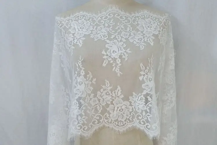 42 см двухсторонние вышитые ресницы кружевная отделка цветы черно белая ткань