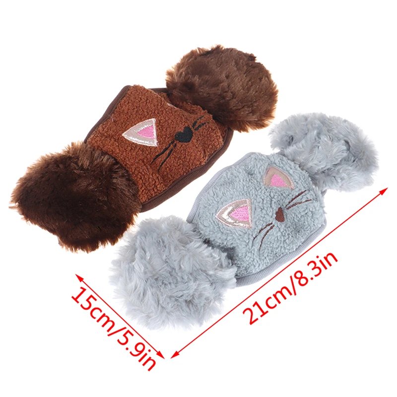 

Women Cartoon Cat 2 in 1 Warm Mask Earmuffs Autumn Winter Thicken Plush Riding Outdoor Wear