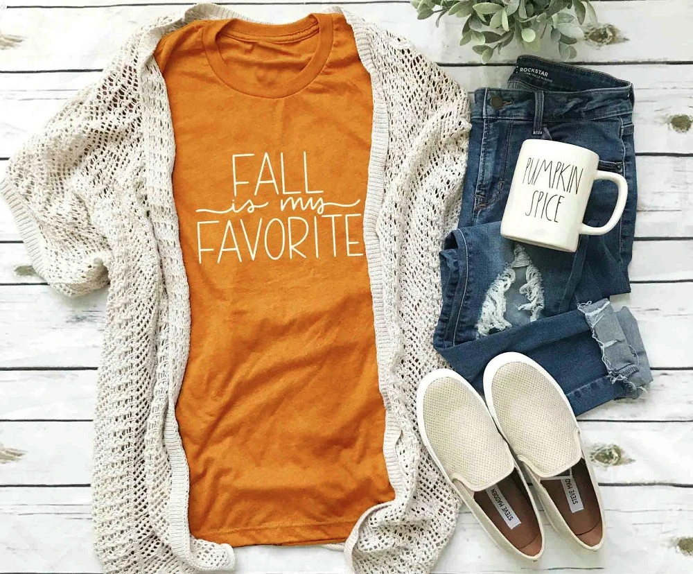 Женская футболка с графическим принтом Fall is my Favorite забавный слоган винтажный Топ