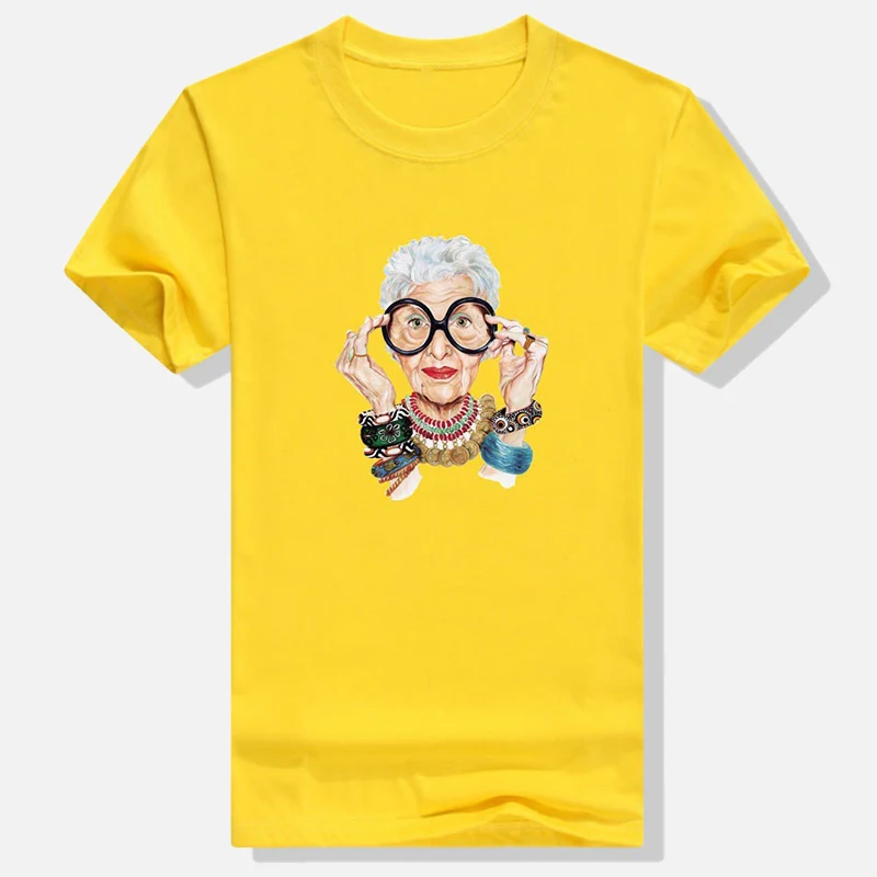 Хлопковая модная женская футболка с круглым вырезом и принтом для бабушки лето
