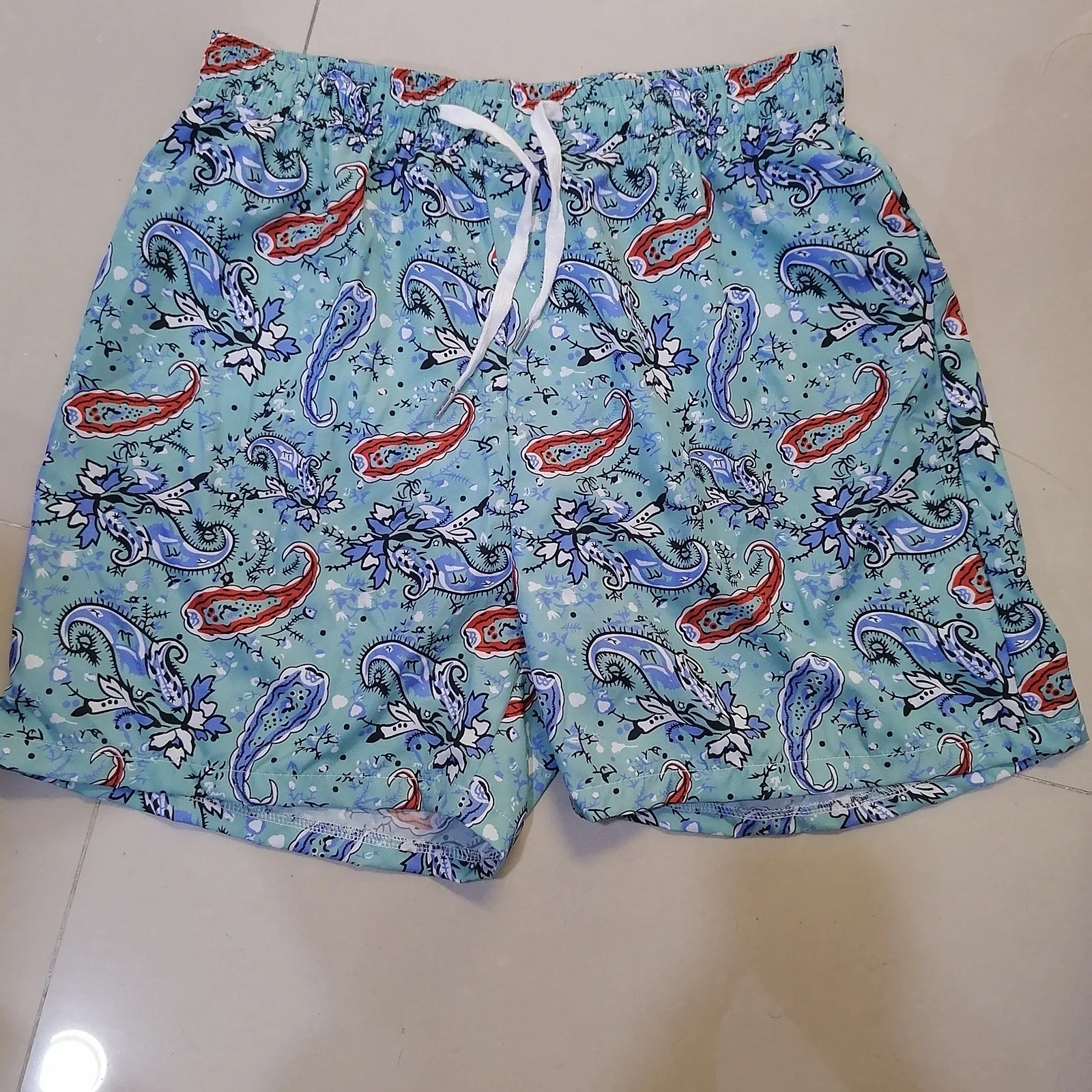 

Mens Gym Board Shorts Printed Running Basketball Elastic Waist Shorts Pants With Pocket