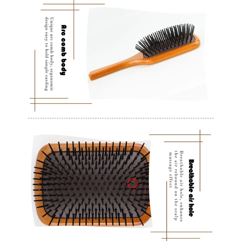 

Hair Brush-Natural Wooden Bamboo Brush and Detangle Tail Comb Instead of Brush Cleaner Tool, Eco Friendly Paddle A5YB
