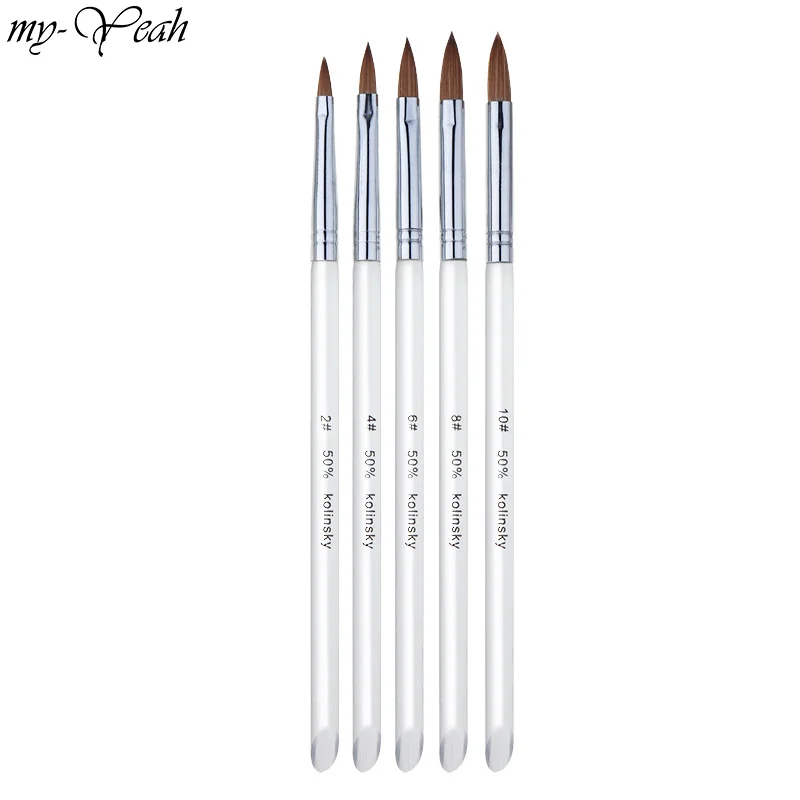 5 Styles Nail Art Transparent Handle Liquid Powder Carving Painting Kolinsky Brush UV Gel Extension Builder Drawing Pen | Красота и