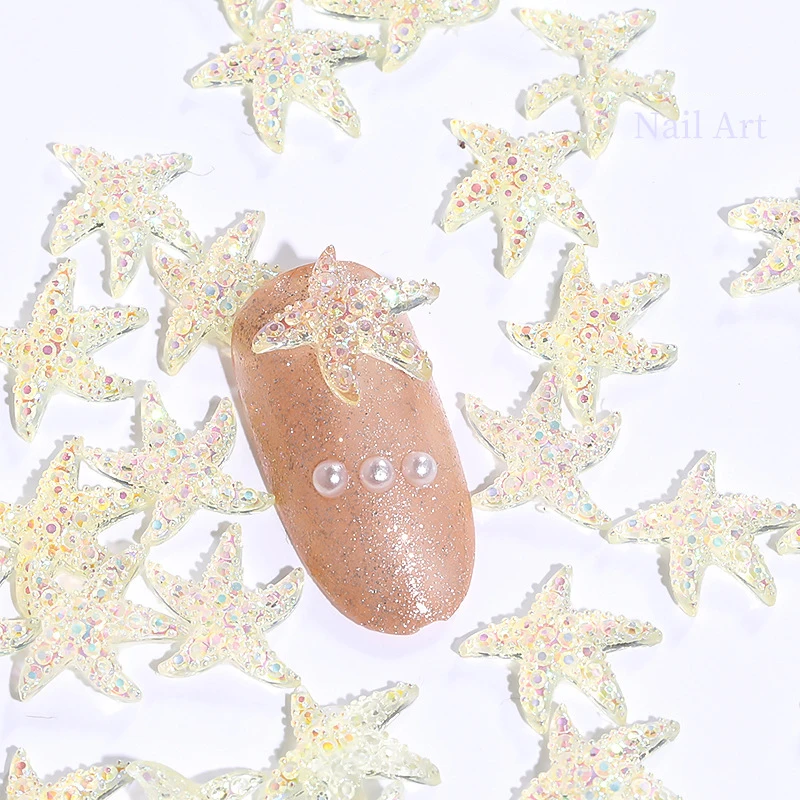 

100 pcs Ocean Style Decorations DIY Mini Starfish Sea Beach Ornaments 3D Starfish Nail Accessories Exquisite Resin Sticker Decal