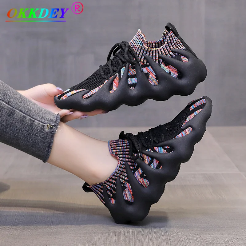 

Coconut Sneakers Women's 2021 New Round Toe Breathable Low-cut Woven Thick-soled Soft Sole Lightweight Non-slip Running Shoes