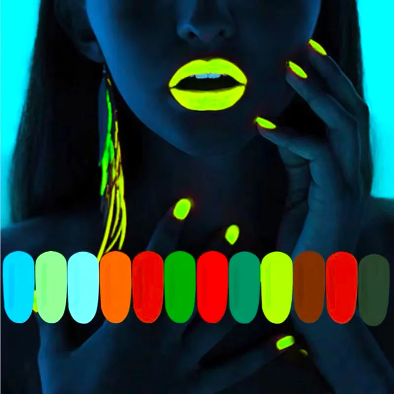 

FEFEX 1box Nail Polish Powder Pigment Noctilucent Fluorescent Nail Art Glitter Powder Glow In The Dark Dust Luminous Bright