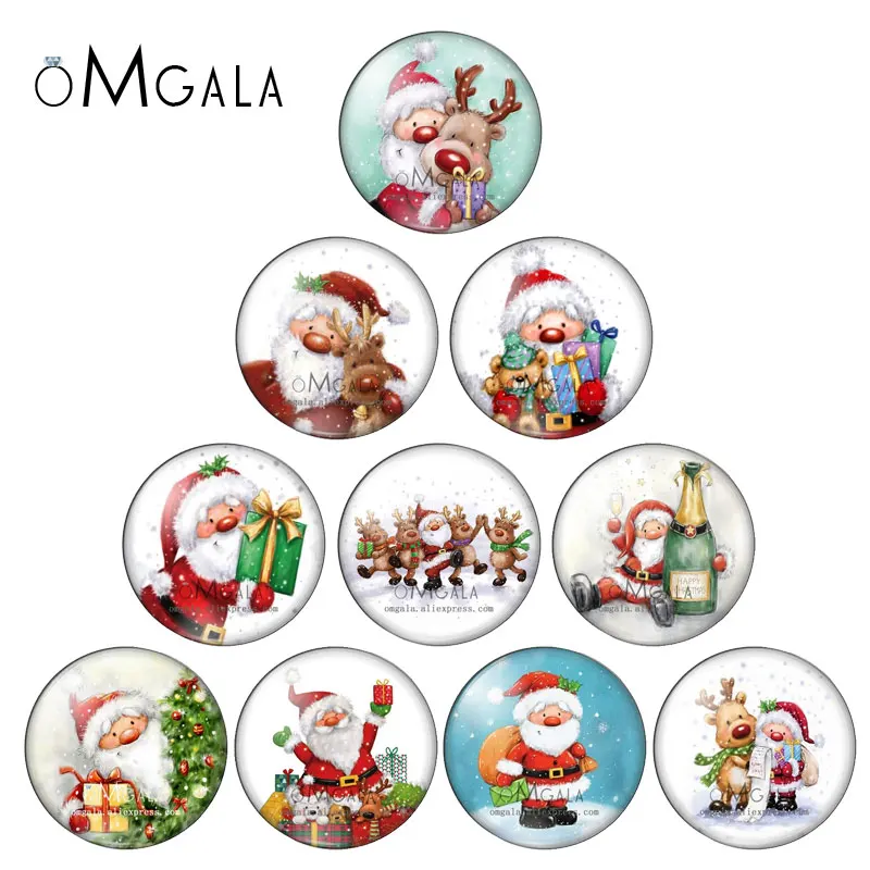 

Очаровательный мультяшный Санта-Клаус с подарками 12 мм/14 мм/18 мм/20 мм/25 мм/30 мм круглая фотография стеклянный кабошон демонстрационная фурнитура с плоской задней стороной