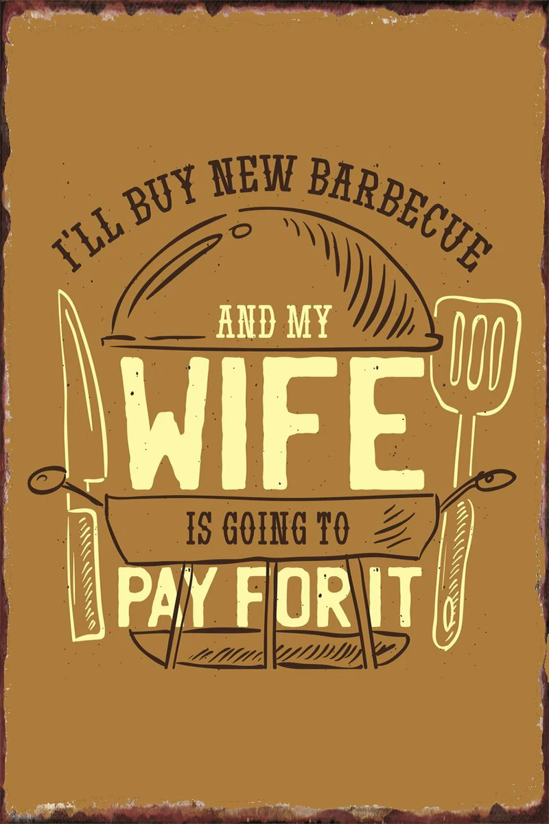 

Оловянные тарелки для барбекю для женщин, декор для стен, комнатный декор, Ретро винтажный металлический знак, жестяной знак для творчества,...