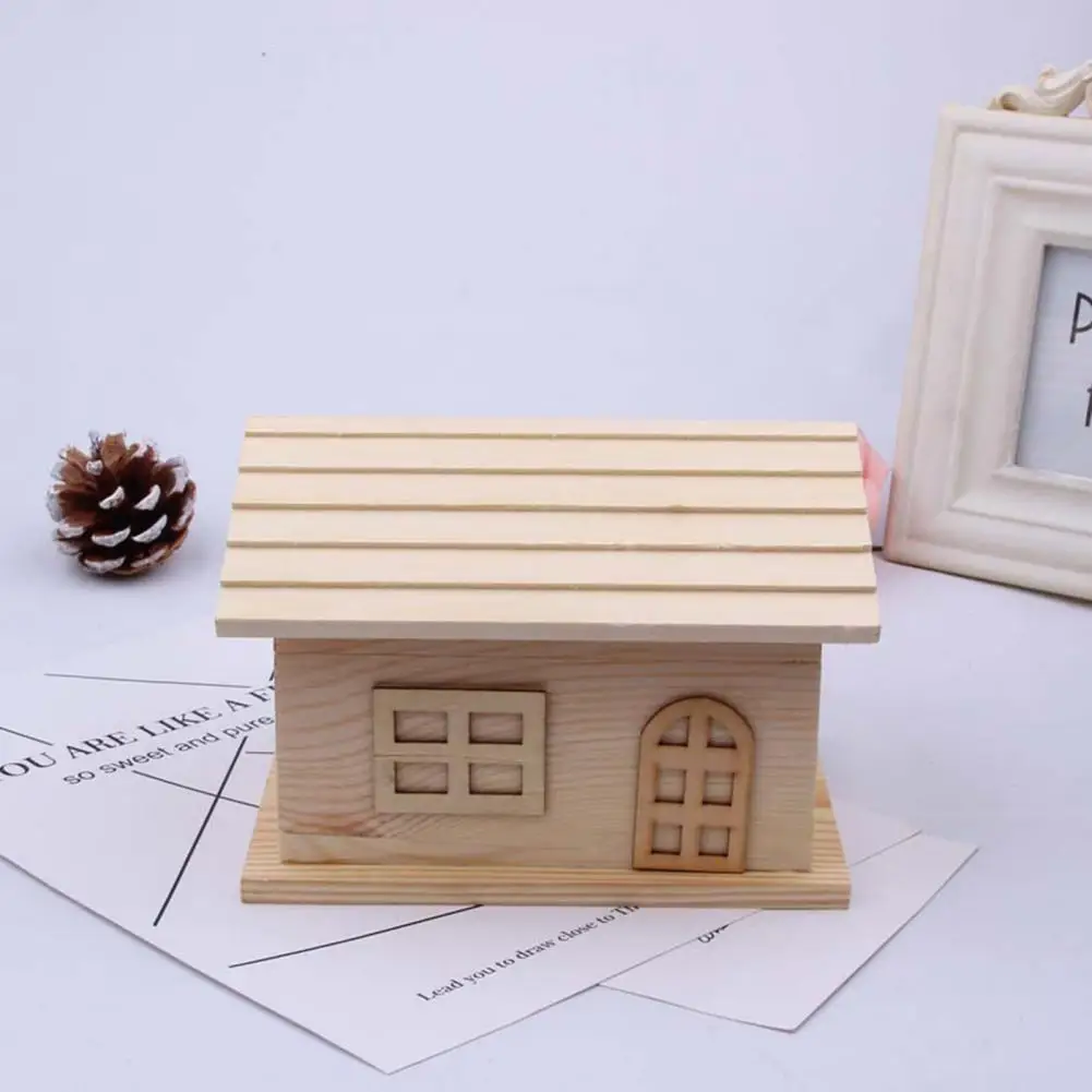 

Coin Bank House Shape Money Box No Burrs Wood Desk Saving Piggy Bank for Students Children Educational DIY Wooden Saving Bank