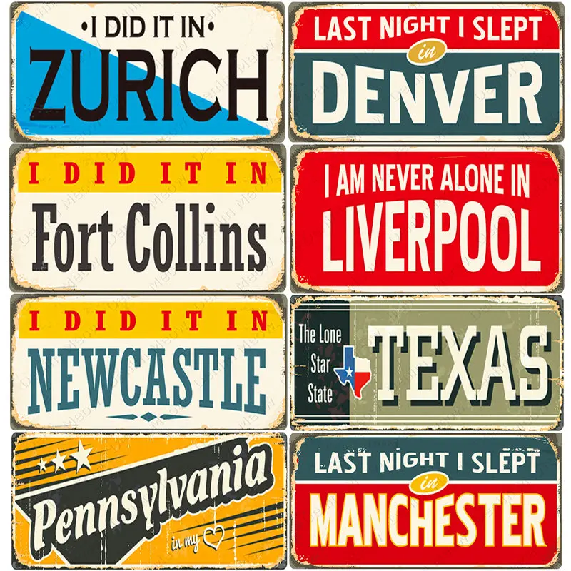 Placa de matrícula Vintage de EE. UU., letrero de Metal Retro de Reino Unido, decoración de motocicleta, garaje, coche, Texa, Ohio, Liverpool, placa de matrícula N387
