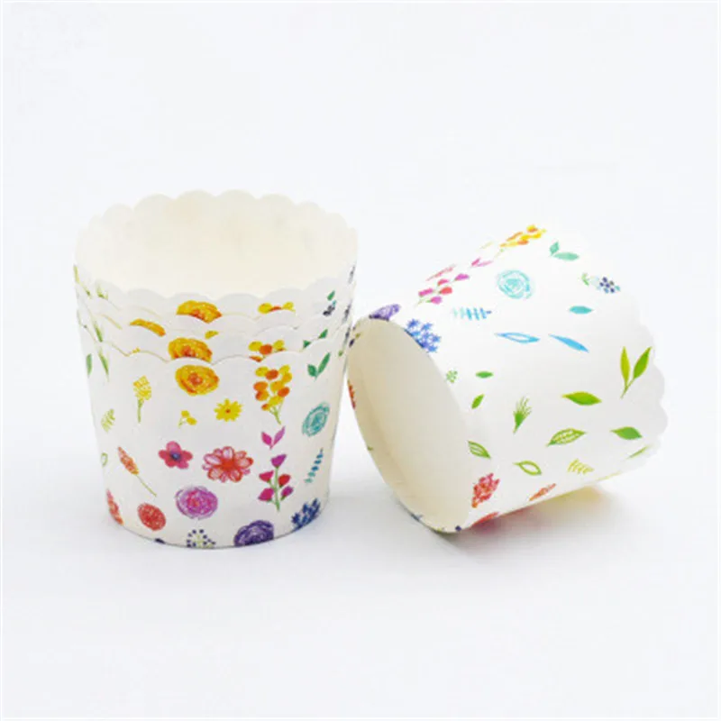 50 шт. бумажный стаканчик для кексов с листьями и цветами свадебной вечеринки