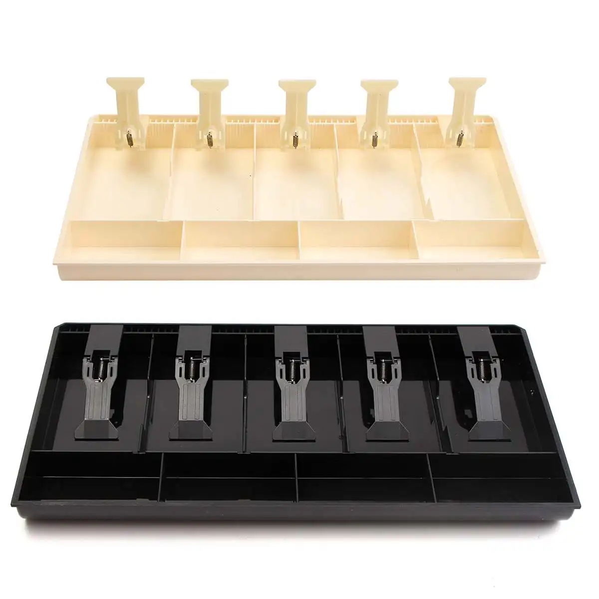 Large 5-Grid Cash Register Insert Tray for Coins and Bills, Cashier Drawer Storage Replacement Organizer image 4