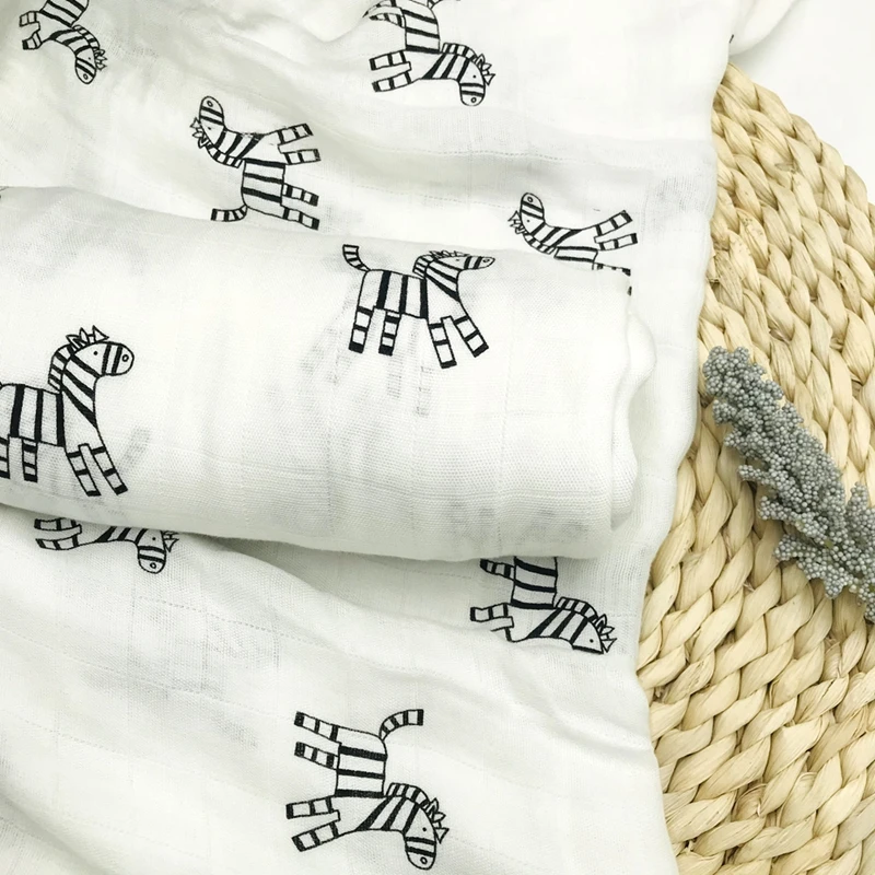 Популярное детское одеяло Ins Zebra из 100% бамбукового волокна муслиновое постельное