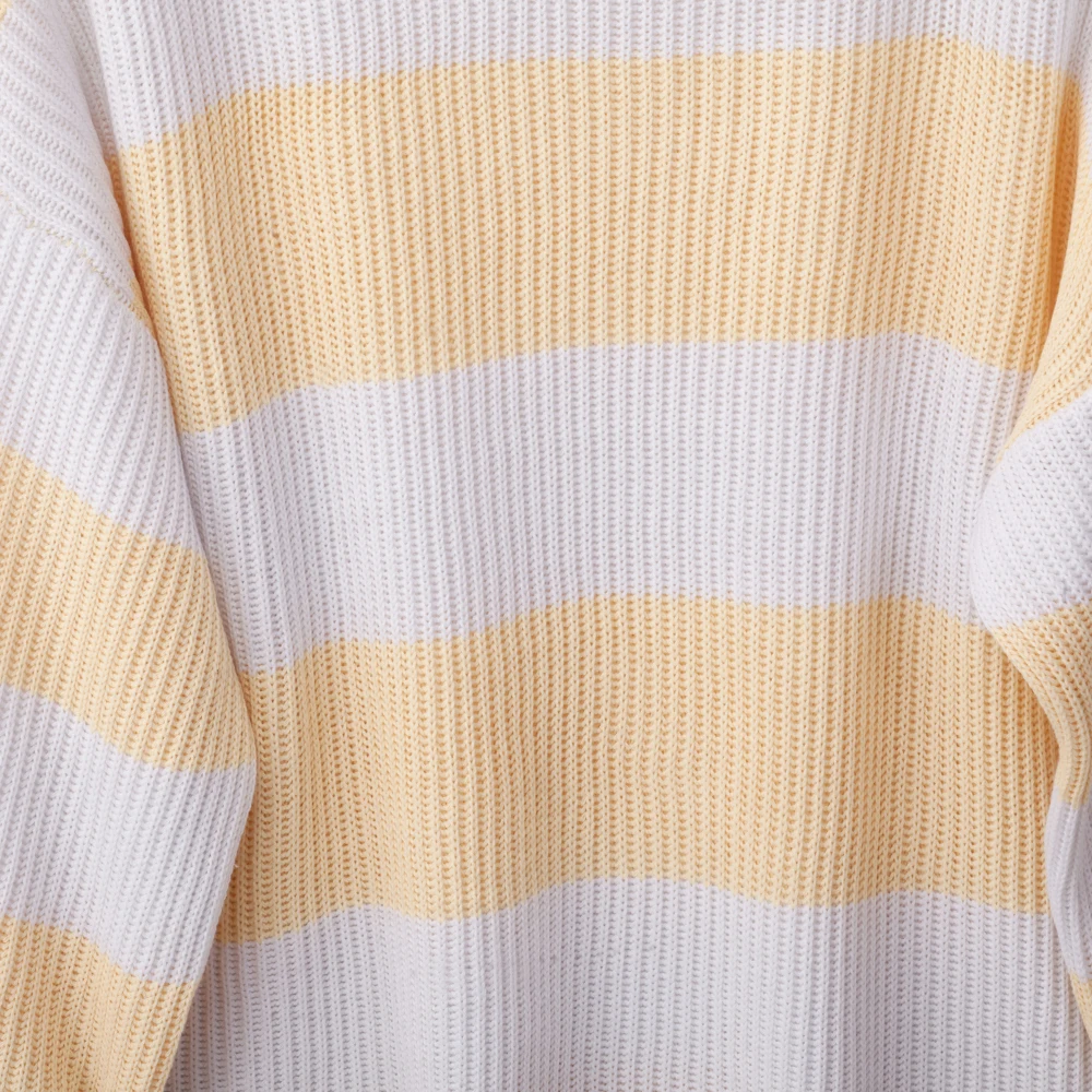 Ladies sweater long sleeve round neck pullover stripe color matching autumn and winter six senses | Женская одежда