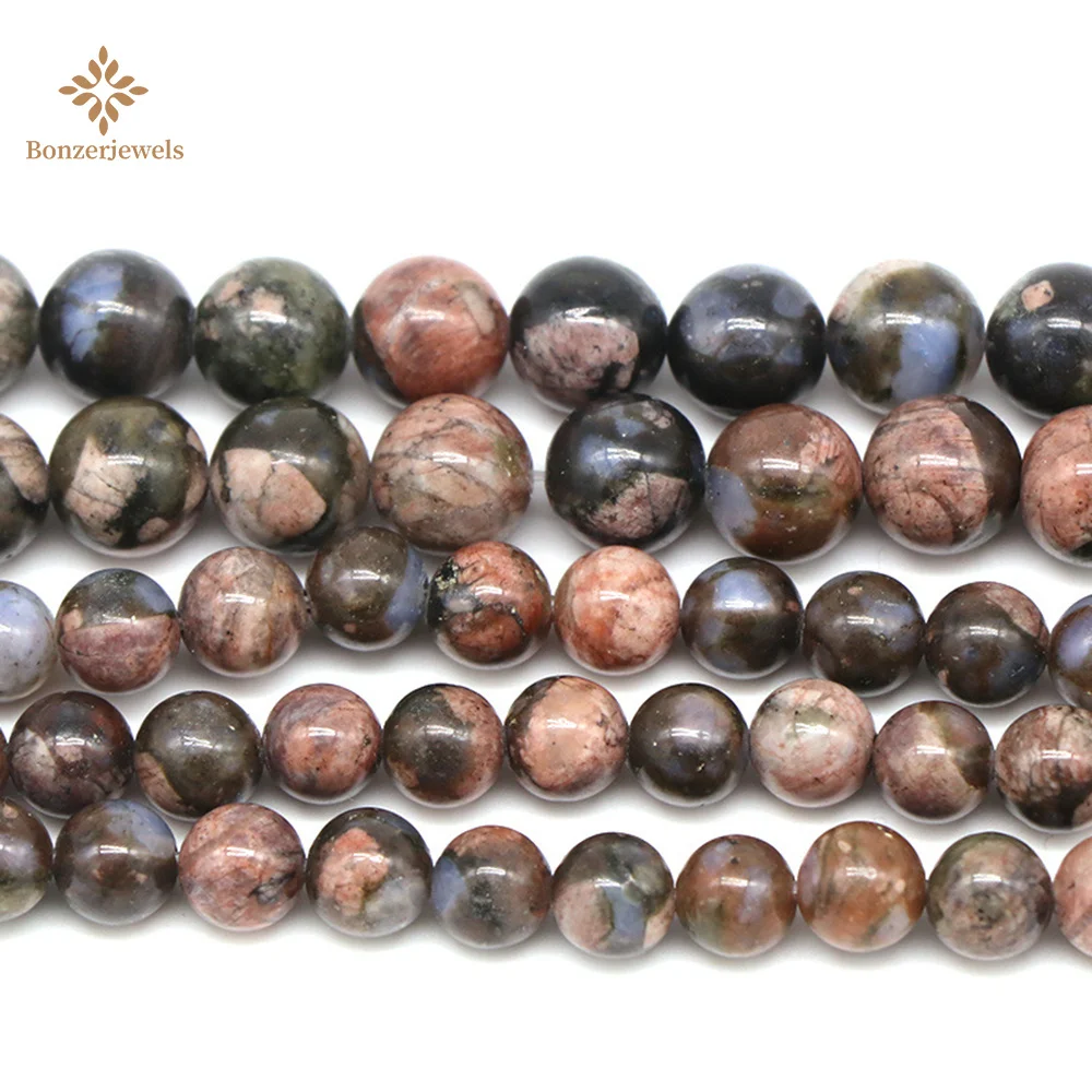 Оптовая продажа бусины Llanite с натуральным голубым опалом 4 мм 6 8 10 12 круглые