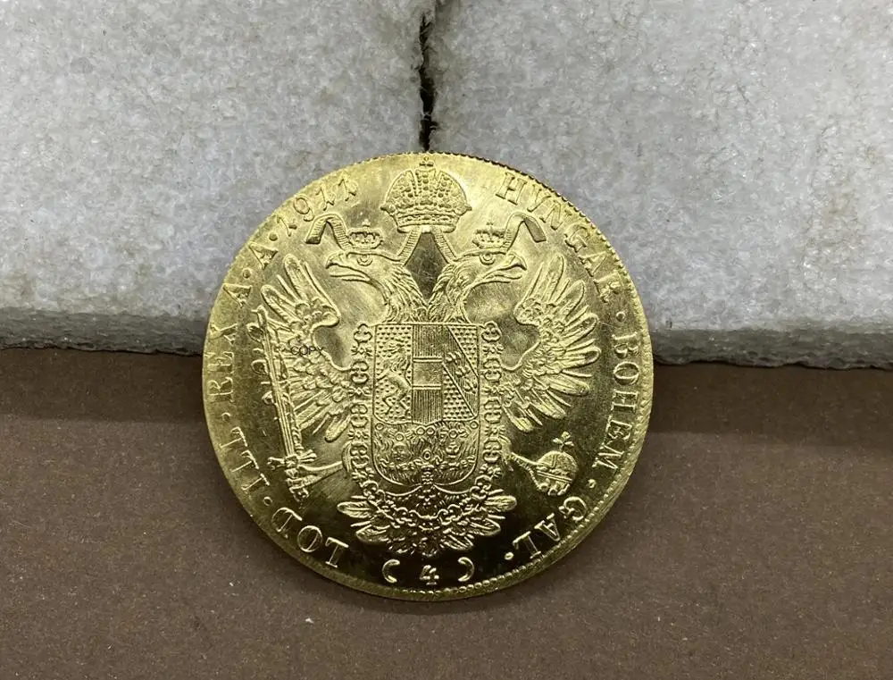 Австрия Габсбург 1911 года, 4 Дуката Франц Иосиф I, Австрийский император, двуглавый австро-венгерский орел с короной, золотая копия монеты.