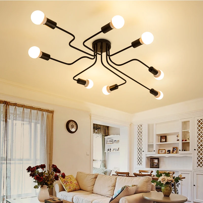 

Modern Iron Pendant Light Led Industrial Lamp Spider Pendant Lamp Black Loft Hanglamp Industrieel Living Room Luminaire Suspendu