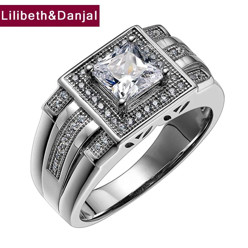 

Square Inlaid Artificial Zircon Ring Real 925 Sterling Silver Fashion Fine Jewelry Men Women 2021 Designer Free Shipping R027