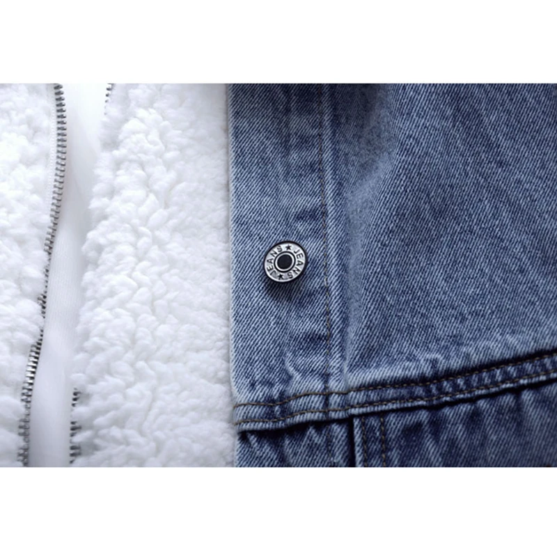 

Winter Women Denim Jacket Korean False 2 Pieces Thick Short Splicing Lamb Cotton Clothes Loose Warm Outerwear Ladies Tide H820