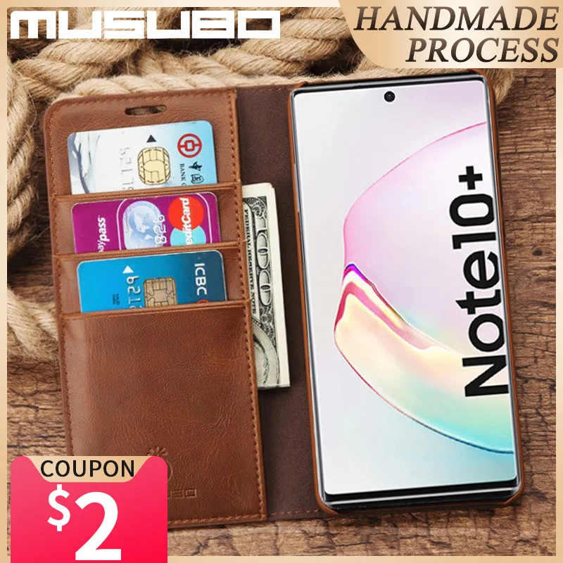 Чехол Musubo для Samsung Galaxy Note 10 + роскошный чехол книжка из натуральной кожи Plus 5G S10E S10 S9
