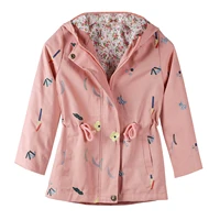 girls sweet jackets cotton baby girl coat with hood flowers embroidery outerwear with zipper autumn spring kids outing clothes