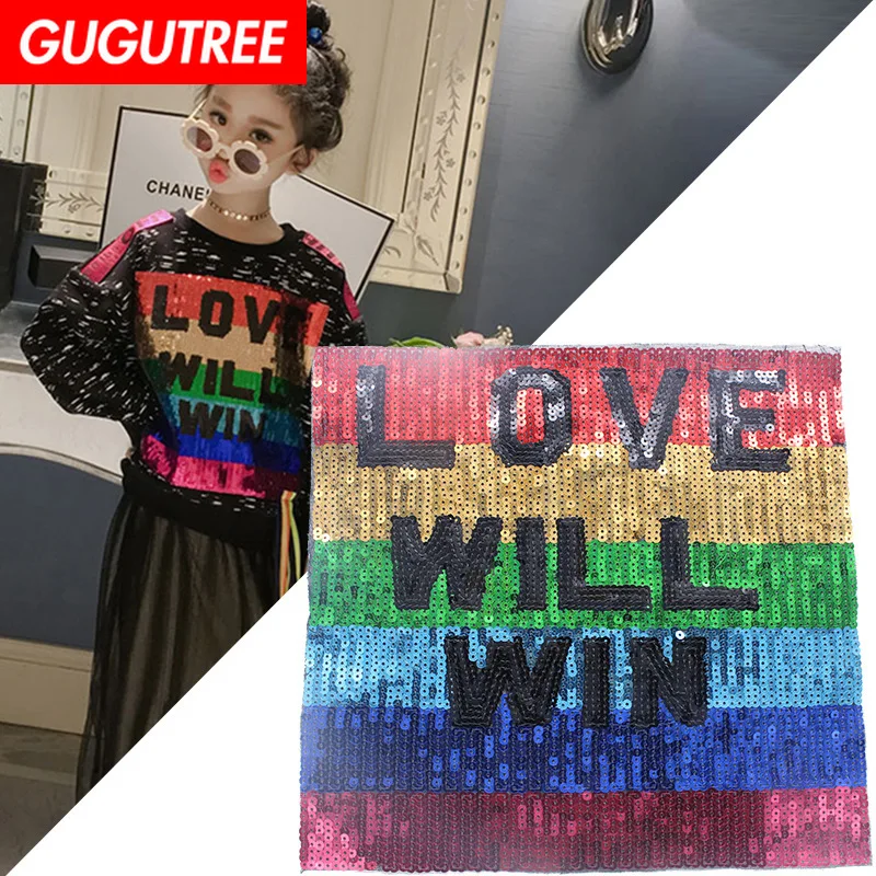 Вышитые блестки GUGUTREE большие блестящие нашивки с надписями для одежды | Дом и сад