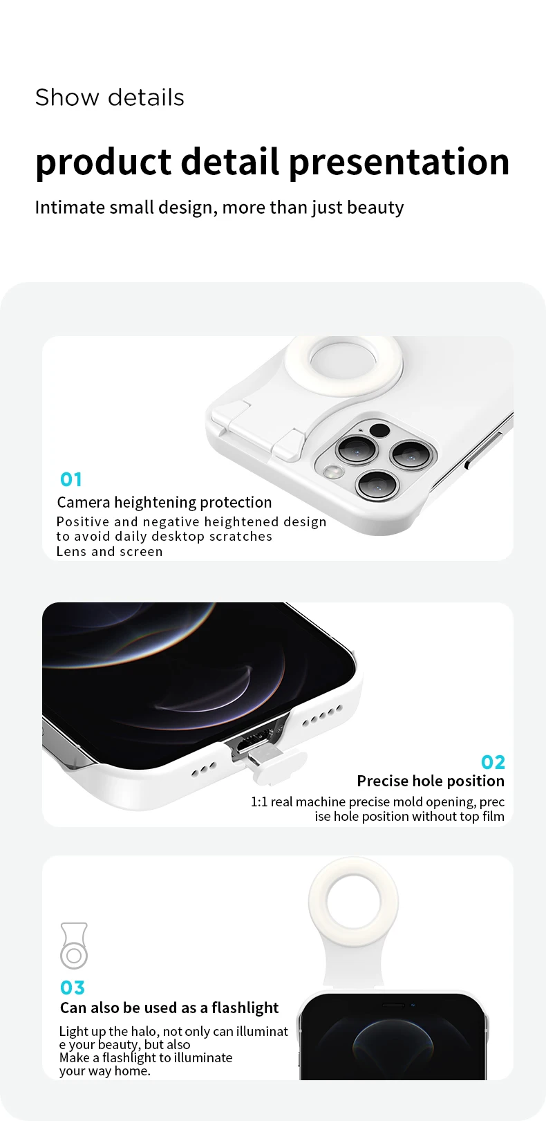 led portable selfie ring light phone case for iphone 11 12 13 pro max selfie flash beauty case for iphone6s 7 8 plus x xr xs max free global shipping